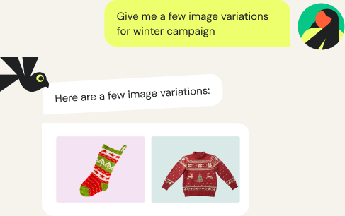 Wingz AI chat returning winter campaign image variations