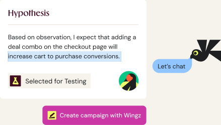 Hypothesis selected for testing with a create campaign action